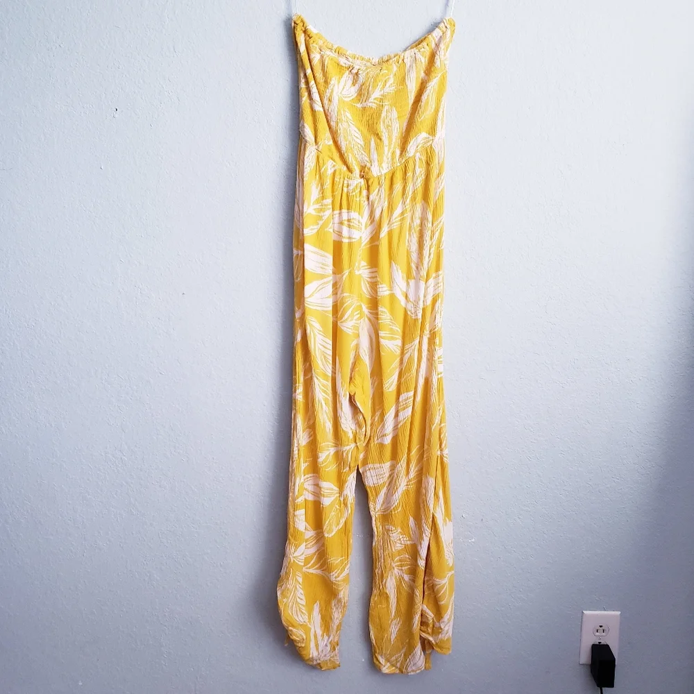 City Chic Yellow Sunshine Tropical Jumpsuit - Picture 6 of 7
